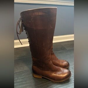 NWT - Sofft Womens Aqua Tall Leather Riding Moto Lace Up back Boots shoes sz 8M